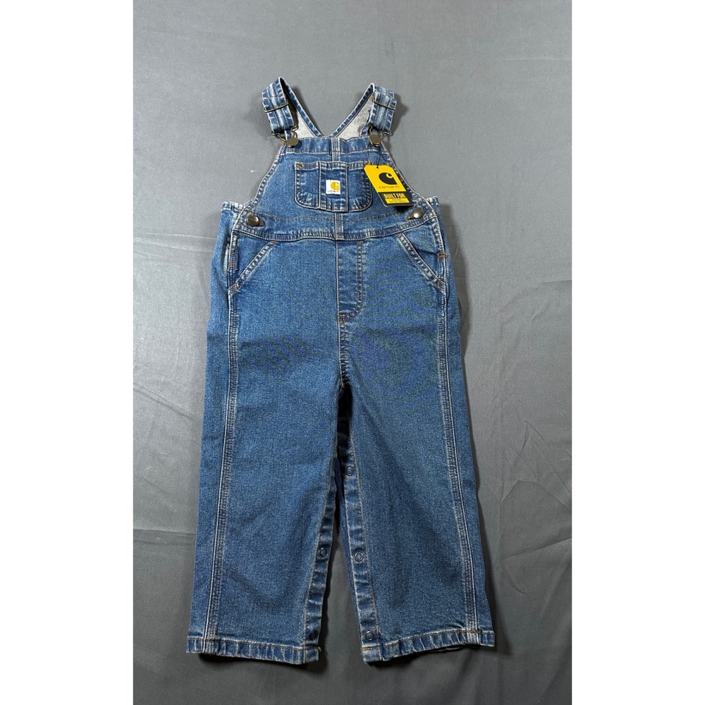 Carhartt Kids 24M Denim Bib‎ Overalls Medium Wash Blue OX8665-B NWT